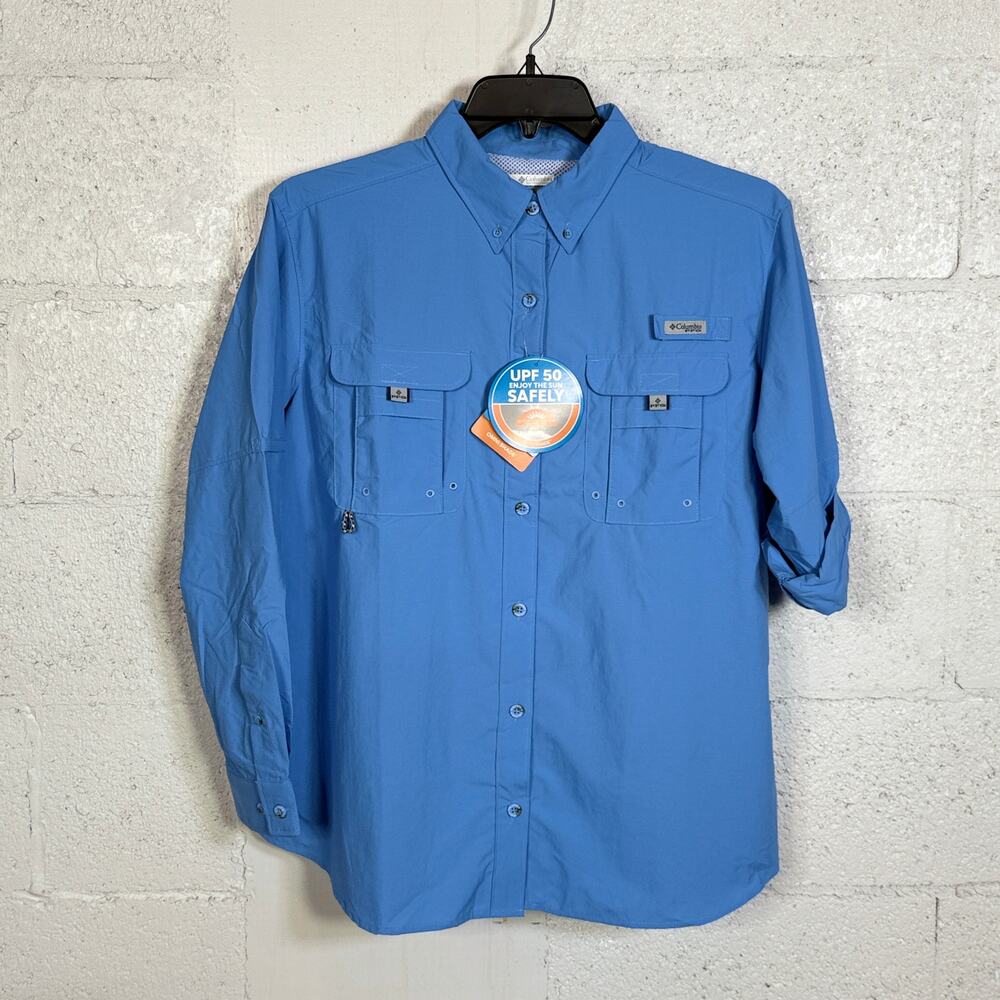 Columbia Plus Size Pfg Bahama Shirt - White Cap(blue) 1X $55